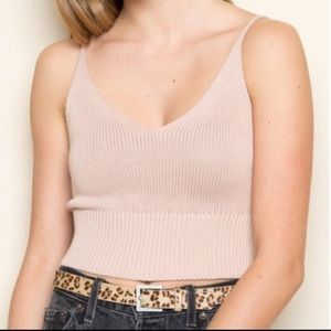 brandy melville knit luna tank crop top